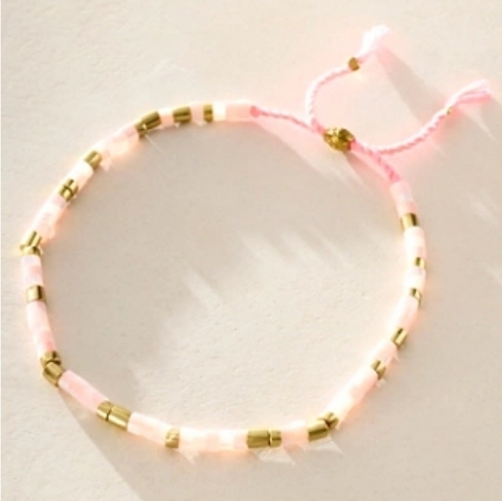 Sun Moon Rain Anklet In Pink Mother Of Pearl